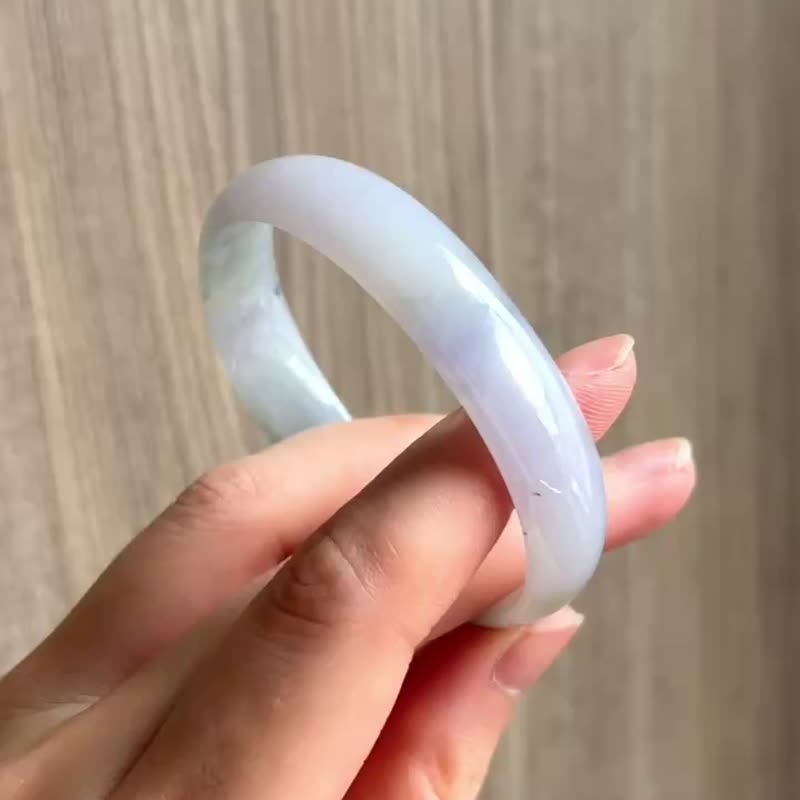 冰种 天然翡翠 缅甸 A玉 玉镯 • 冰种丁香紫贵妃镯 - 手链/手环 - 石头 紫色