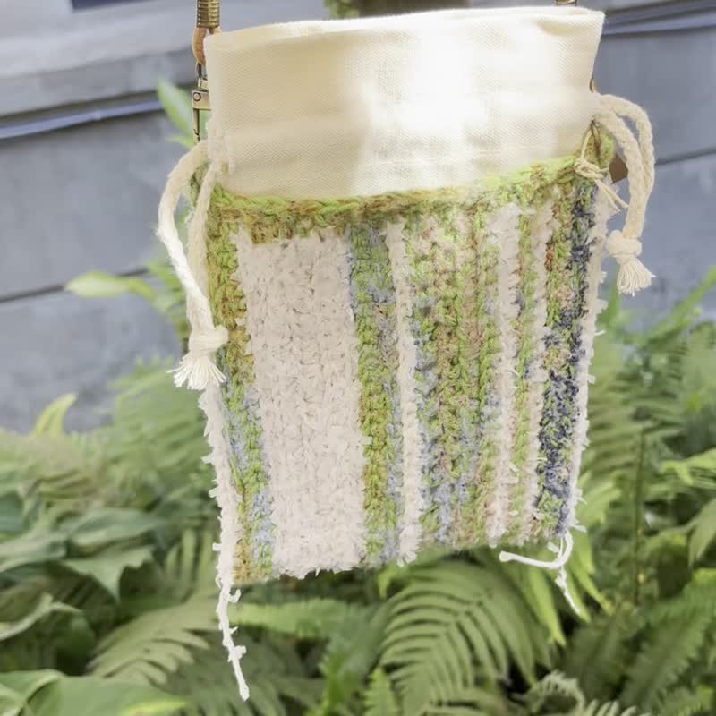 【手工编织包包】 节日礼物/混线莫内款/绿色系 - 手提包/手提袋 - 棉．麻 绿色