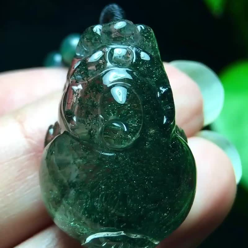 极品美货天然巴西绿幽灵貔貅吊坠   晶体透彻  颜色 - 吊饰 - 水晶 