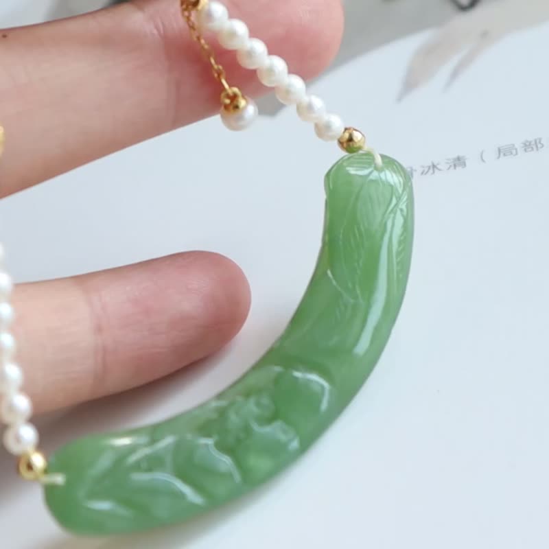 天然和田玉碧玉项链雕花玉衡吊坠老料碧玉脂份好搭配珍珠沉香国风 - 项链 - 玉石 