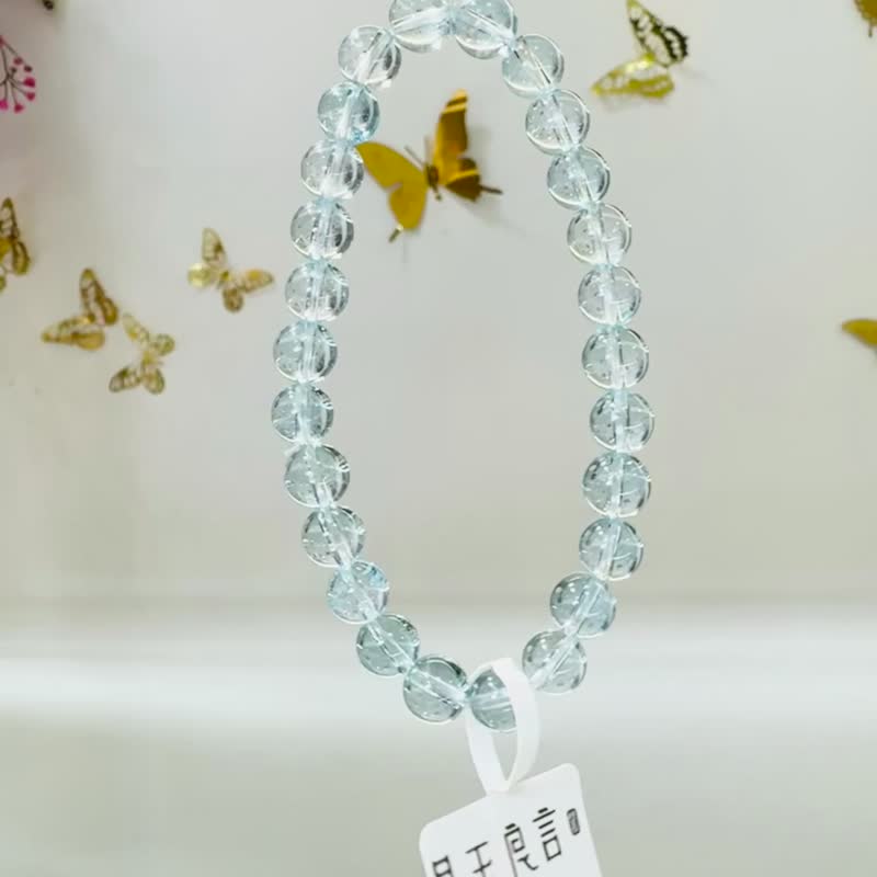 天空海蓝蓝托帕石水晶7mm15g消除悲伤增加自信快乐吸引财富 - 手链/手环 - 水晶 蓝色