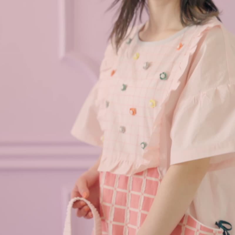 Flower Hill Dress - PINK【花山连衣裙】 - 洋装/连衣裙 - 棉 粉红色