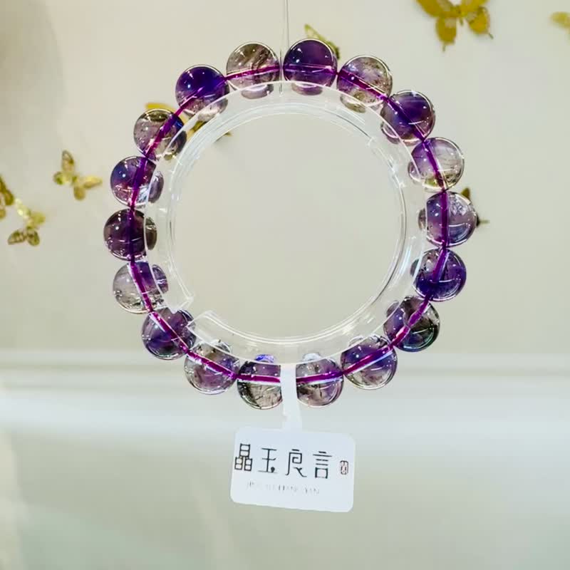 精品玻璃晶中晶紫超七11mm34.88g水晶人缘净化三轮紫骨干带彼岸花 - 手链/手环 - 水晶 紫色