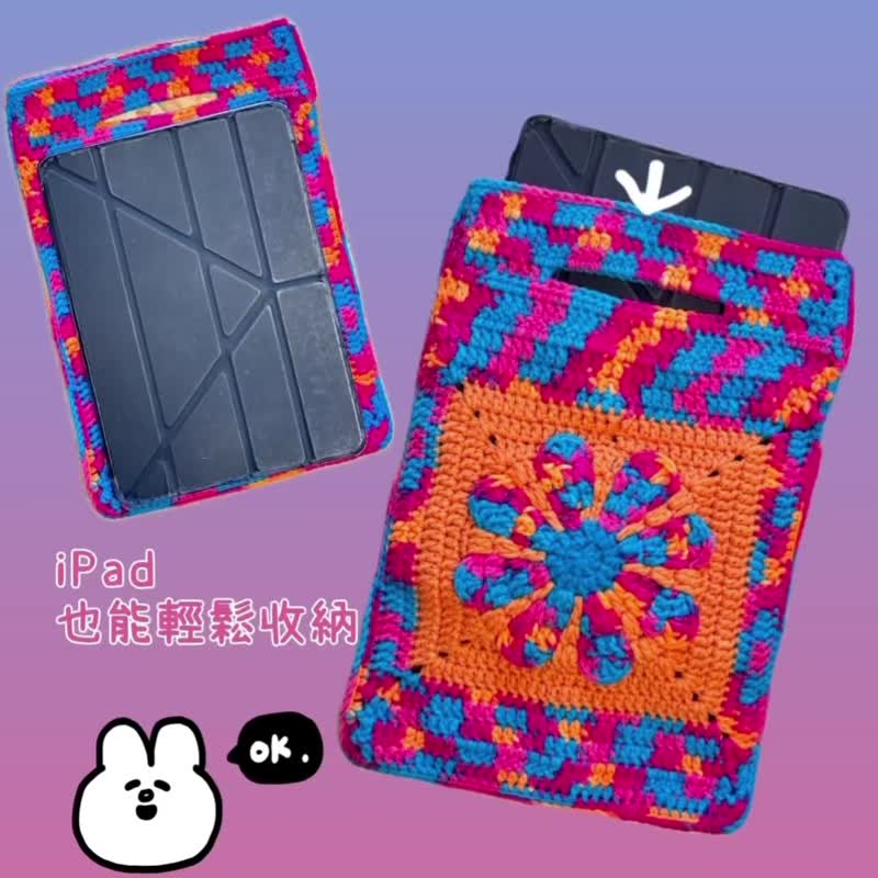 花影炸裂__立体钩织花朵手提袋平板包 - 手提包/手提袋 - 其他人造纤维 多色