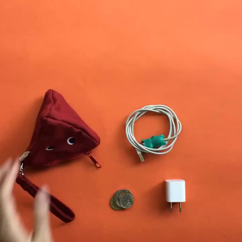 Red Glutton Monster Triangle (pyramid) Zip Purse - 零钱包 - 其他人造纤维 红色
