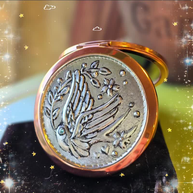 【不需用火与敲打的金工】飞来 燕 福 锡雕随身镜 - 金工/饰品 - 其他金属 
