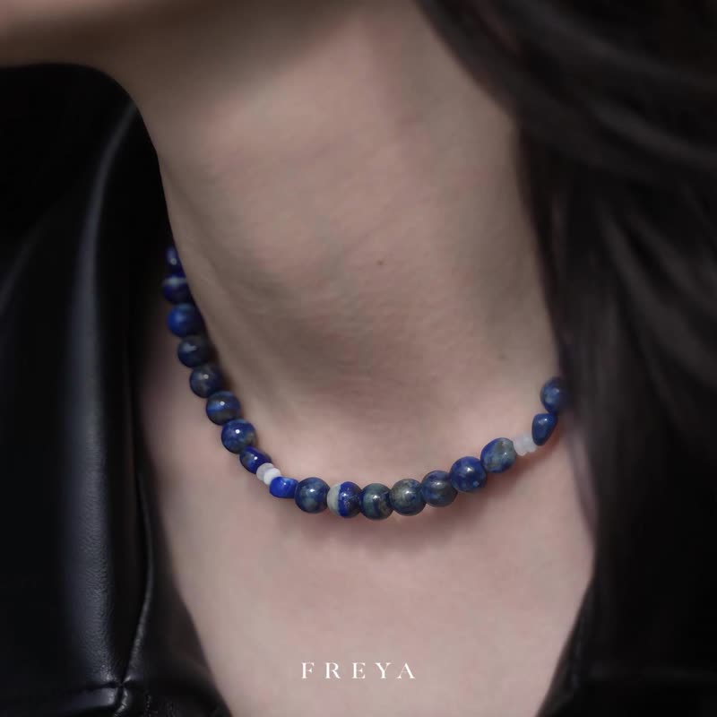 FREYA 青金石项链-提升思绪 冷静 理智 驱邪转运 天然宝石水晶 - 项链 - 纯银 
