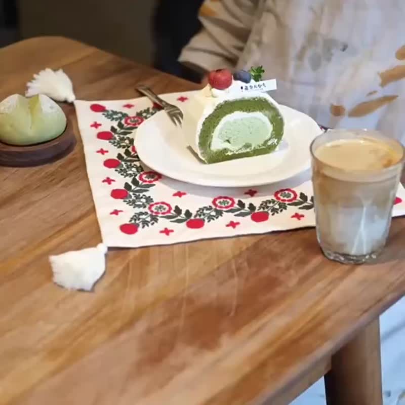 日系复古 手工diy羊毛线刺绣材料包 盖布 餐垫 手作礼物 - 餐垫/桌巾 - 棉．麻 