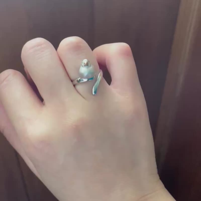 Mochi Java Sparrow Ring - 戒指 - 纯银 白色