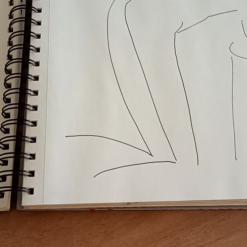 裸体女人的一行画 |现代家居装饰 |裸体人物插图 - 海报/装饰画/版画 - 纸 白色