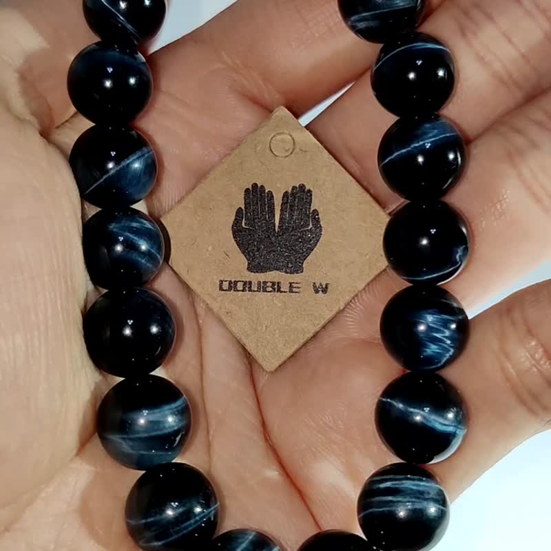 【订制品】蓝虎眼石 南非 6-16mm  Tigerite 手串 天然水晶 - 手链/手环 - 水晶 蓝色