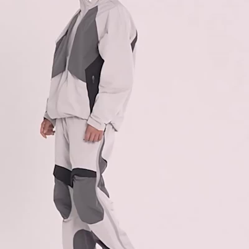 隐蔽者拼色拉链冲锋衣外套男连帽gorpcore户外夹克 - 男装外套 - 其他材质 白色