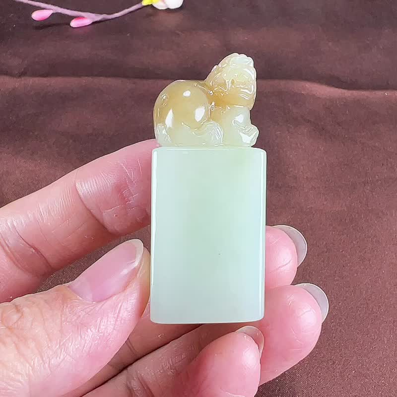 精品 天然新疆和田玉羊脂玉貔貅印章手把件摆件鸿运当头天然糖色 - 其他 - 玉石 