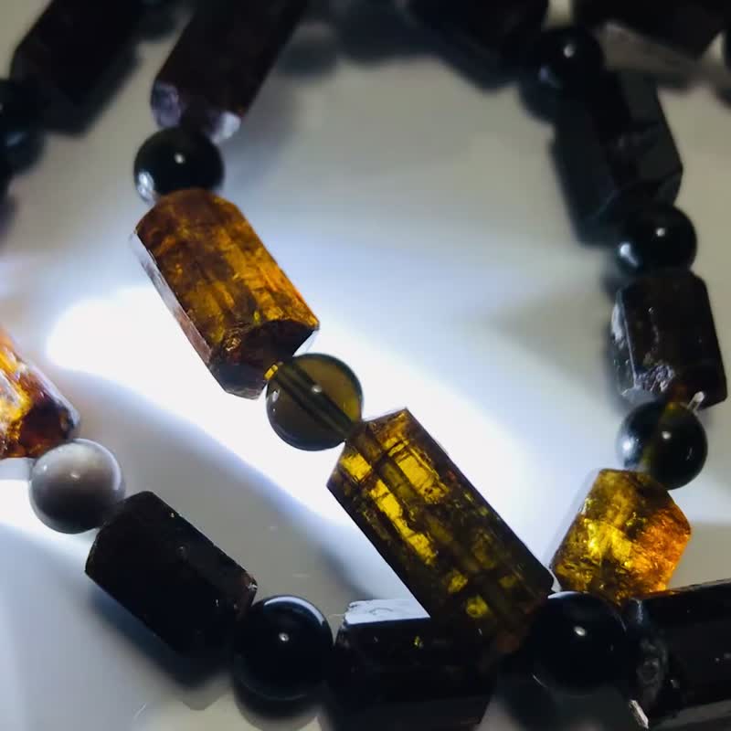 尼泊尔黑金碧玺Black & Gold Tourmaline - 手链/手环 - 半宝石 咖啡色