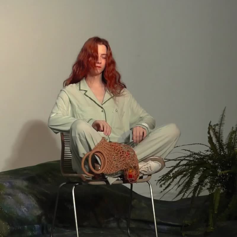 新款家居服套装可外穿春秋款长袖高级感天丝棉睡衣 - 居家服/睡衣 - 棉．麻 咖啡色