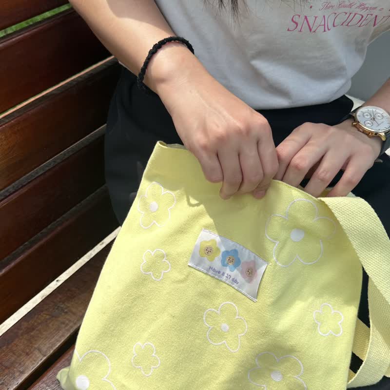 织标两用小花帆布袋 - 侧背包/斜挎包 - 其他人造纤维 蓝色