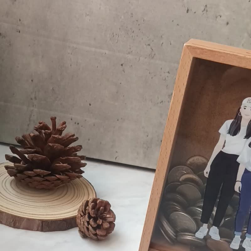 【订制】北欧木质存钱筒-定制化似颜绘/文字 - 订制画像 - 木头 