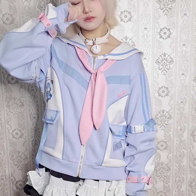 原创三丽鸥SANRIO人鱼汉顿刺绣海军领结运动水手服外套JJ5085 - 女装休闲/机能外套 - 棉．麻 