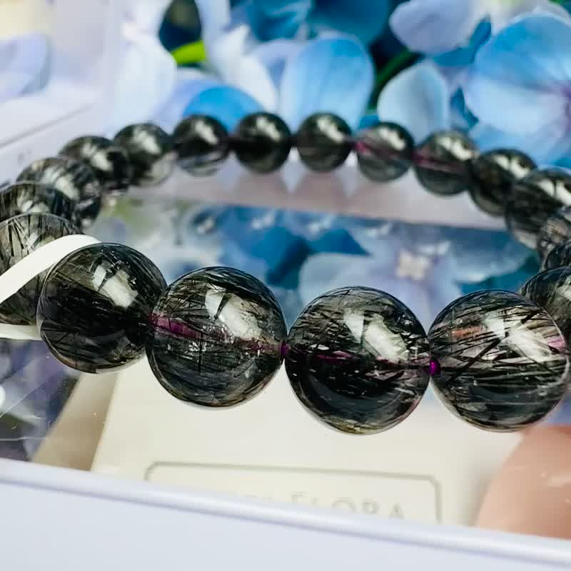 小精品顺发黑发晶 9.5mm25.48g 避邪防小人招正财排除负能跨出困境 - 手链/手环 - 水晶 黑色