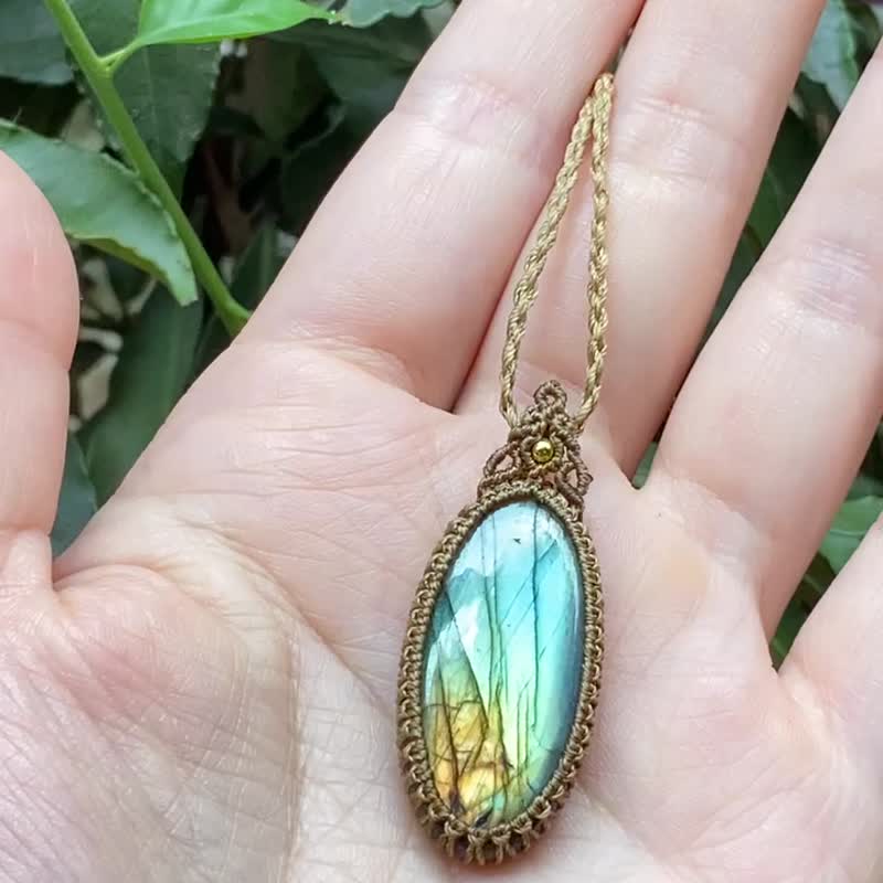 | MC | 简约天然彩光拉长石编织项链 - 项链 - 宝石 