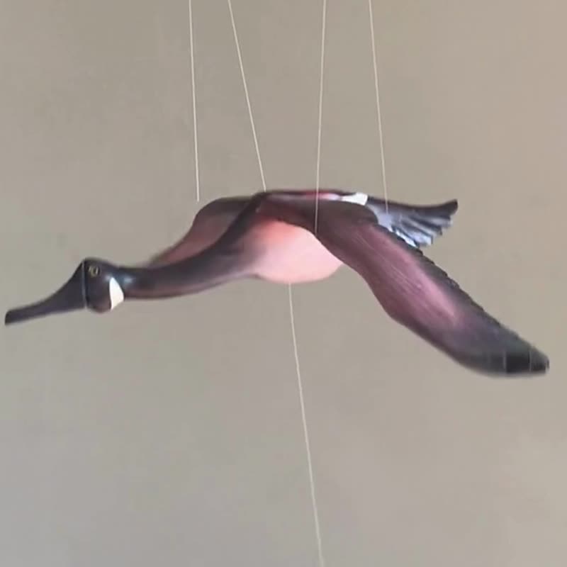 加拿大灰鹅木雕吊饰, 手工雕刻飞鸟, 居家艺术装饰 - 摆饰 - 木头 咖啡色