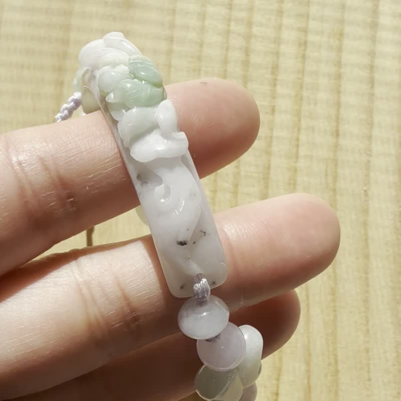 手工編織翡翠手链 — 云影与花 - 手链/手环 - 玉石 紫色