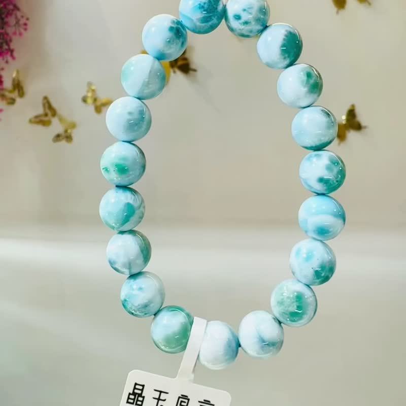 小资本龟背纹拉利玛海纹石10.5mm35.33g火爆脾气灭火器纾解压力 - 手链/手环 - 半宝石 蓝色