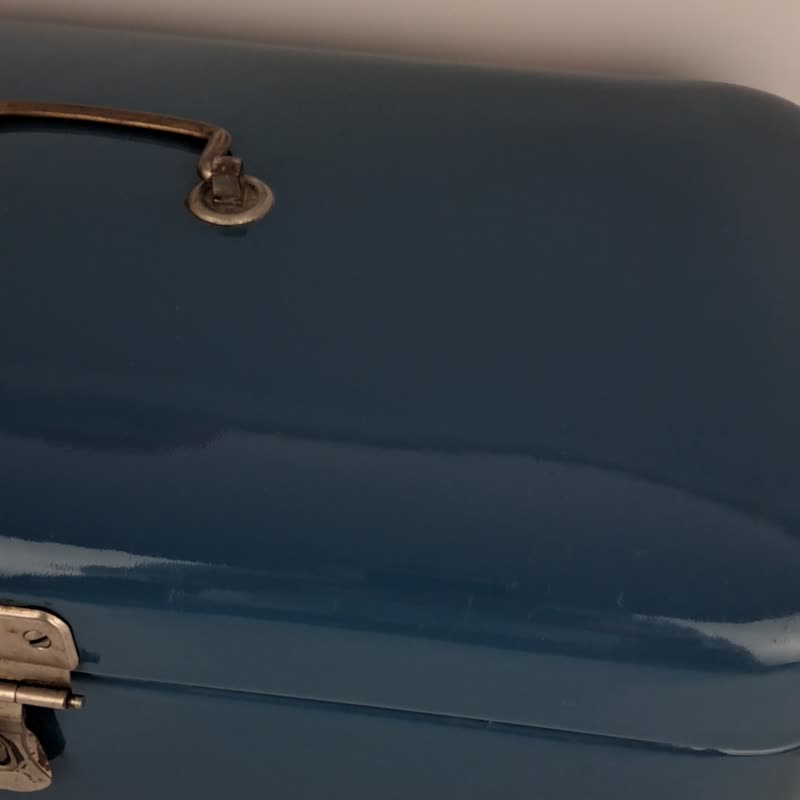 复古古董面包盒箱搪瓷搪瓷器皿荷兰大号薄荷绿色 - 收纳用品 - 珐琅 蓝色