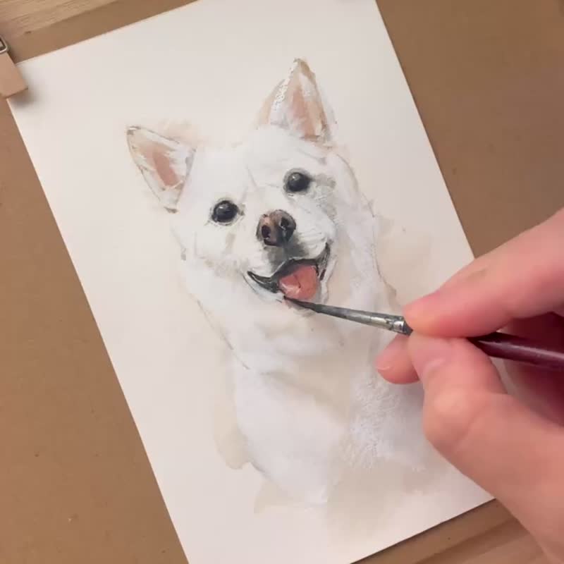 【画你的狗狗】率性风格肖像水彩插画 定制画像 手绘原画含框 - 订制画像 - 纸 