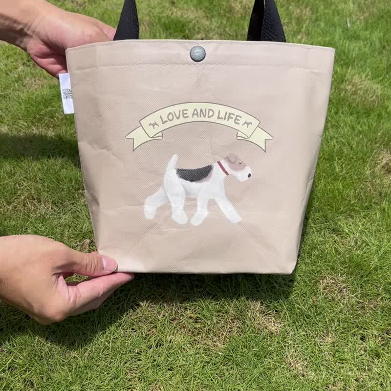 Wirefoxterrier 刚毛猎狐梗 多功能提袋 水彩画 - 手提包/手提袋 - 棉．麻 金色