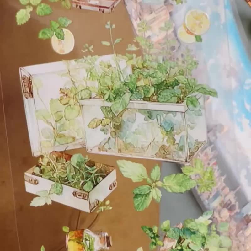 1030_玖氧_薄荷穀香集Mint Grain tape - 纸胶带 - 塑料 多色