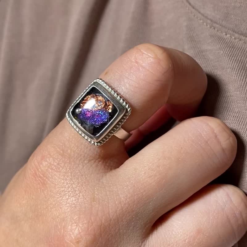 星河感觉树脂胶银戒指03 - 戒指 - 银 黑色