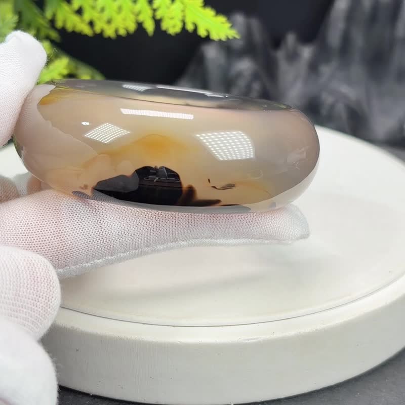 黑灰色飘红 景观玛瑙手镯 54MM 冰润起光水墨画风 清新自然平和 - 手链/手环 - 半宝石 