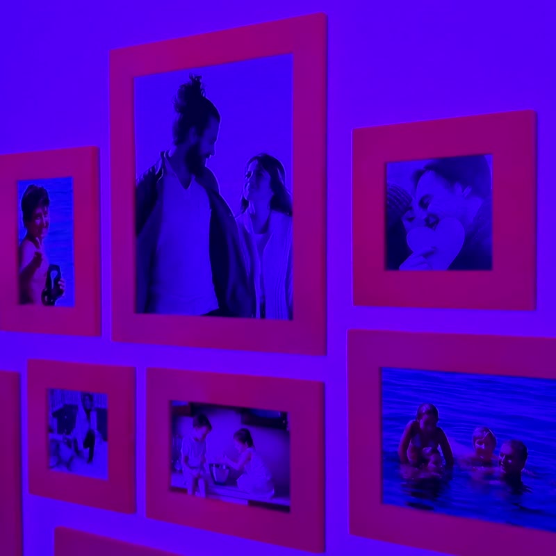 独特的粉红色天鹅绒相框套装 定制化天鹅绒布料相框 艺术装饰 - 墙贴/壁贴 - 木头 粉红色