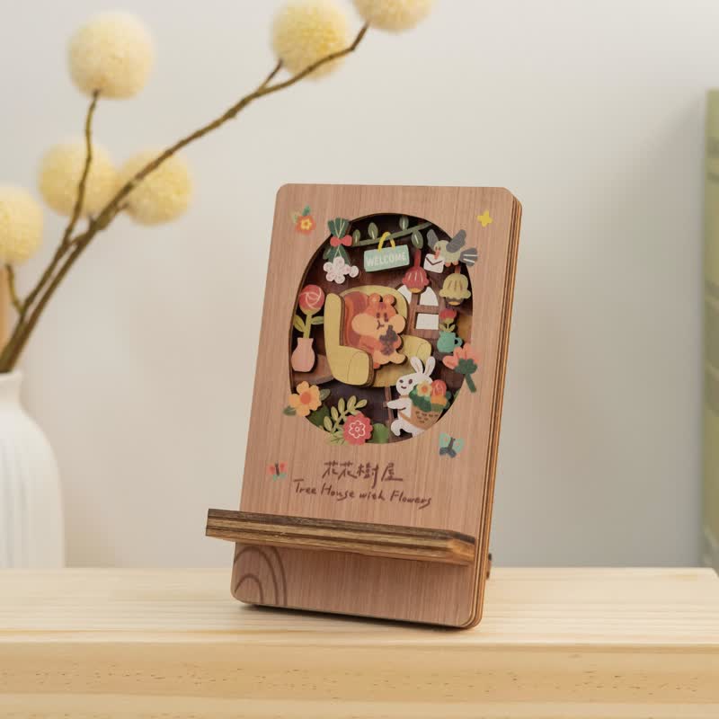 【微风景手机架-烟火101】台湾纪念品 / 名片 / 办公小物 - 手机座/防尘塞 - 木头 多色