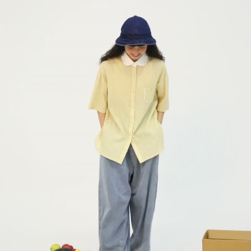 oddmaker原创奶油黄肌理感衬衫女夏季日系复古宽松小众设计感上衣 - 女装衬衫 - 棉．麻 