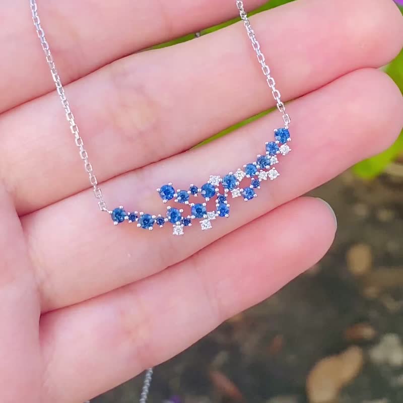 双入组星舞霞光红宝石满天星蓝宝石钻石刚玉双色项链含 18k 项链 - 项链 - 宝石 红色