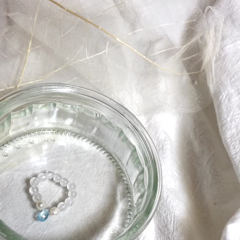 定制化| 托帕小天使 | 托帕石、月光石、珍珠 - 戒指 - 水晶 蓝色