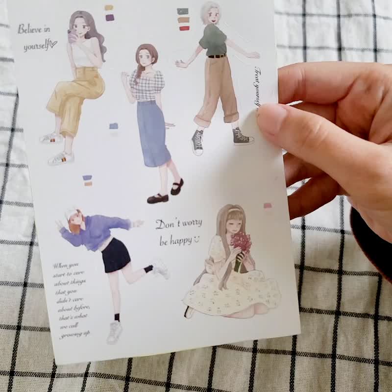 贴纸清仓优惠 手帐贴纸 - 女孩们 3入 - 贴纸 - 纸 多色