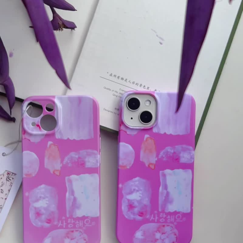 夢幻甜品 造夢原創手機殼手繪粉色可愛少女心適用於iPhone15粉色 - 手机壳/手机套 - 硅胶 