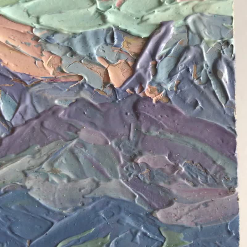 山墙艺术 原创油画 小画 ACEO 山日出 / 刺绣 / 原创手工油画 - 墙贴/壁贴 - 其他材质 多色