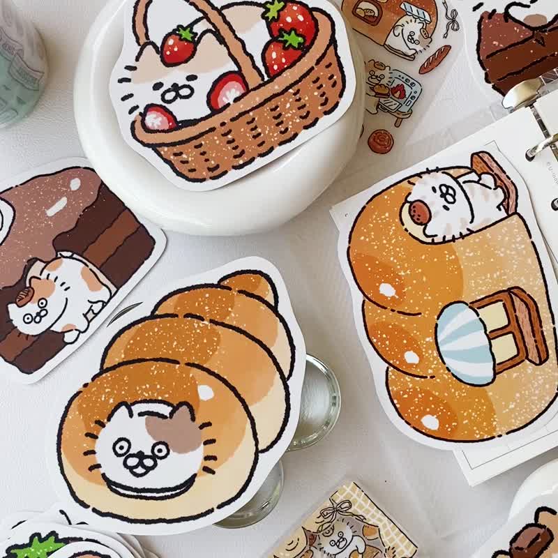 3小喵咪/喵咪甜点屋大贴纸十四代/防水贴纸/共10款 - 贴纸 - 纸 多色