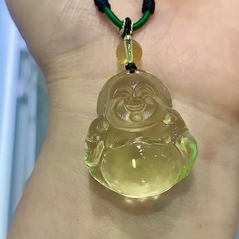 天然黄水晶弥勒佛吊坠 造型饱满 颜色漂亮 大师雕刻 非常精致 - 吊饰 - 水晶 