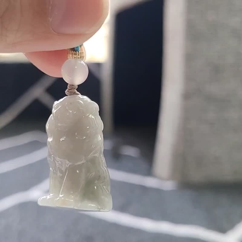 亲翠 天然翡翠 冰乌鸡帅气狮子王项链 特殊题材 - 项链 - 玉石 黑色