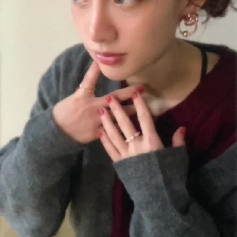 【 圣诞礼物 】FLOAT - 金黄石榴 * 钛晶 珍珠 招财 水晶戒指组 - 戒指 - 铜/黄铜 红色