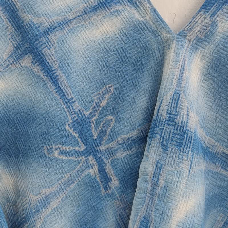 Paint Square Indigo Karen Blouse - 女装上衣 - 棉 蓝色