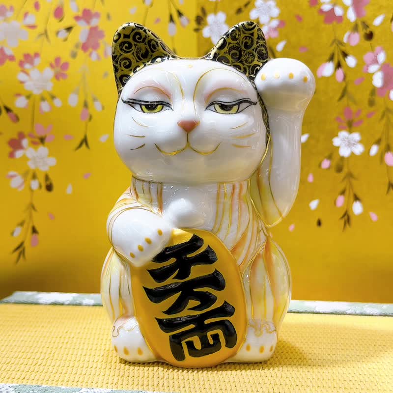 【佛光招祥】日本清水烧招财猫 | 色绘 - 佛陀 - 摆饰 - 瓷 白色