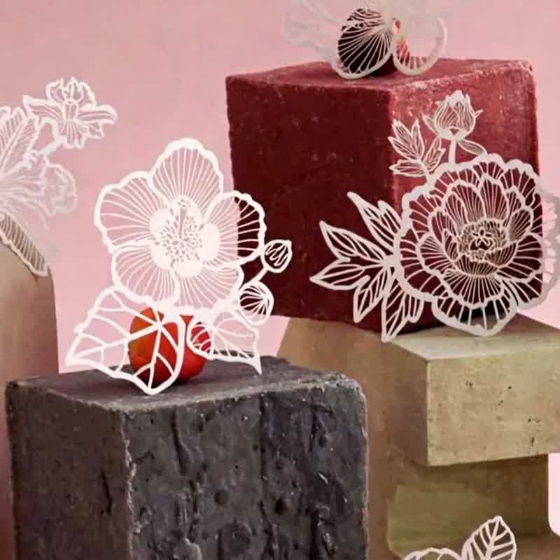 绿工艺书签+牡丹书签7入组 - 书签 - 纸 白色