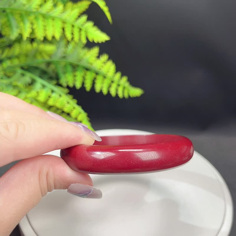 优质 紫金砂朱砂手镯 58MM 素雅宽版辰砂手环 红红火火魅力时尚女 - 手链/手环 - 半宝石 红色