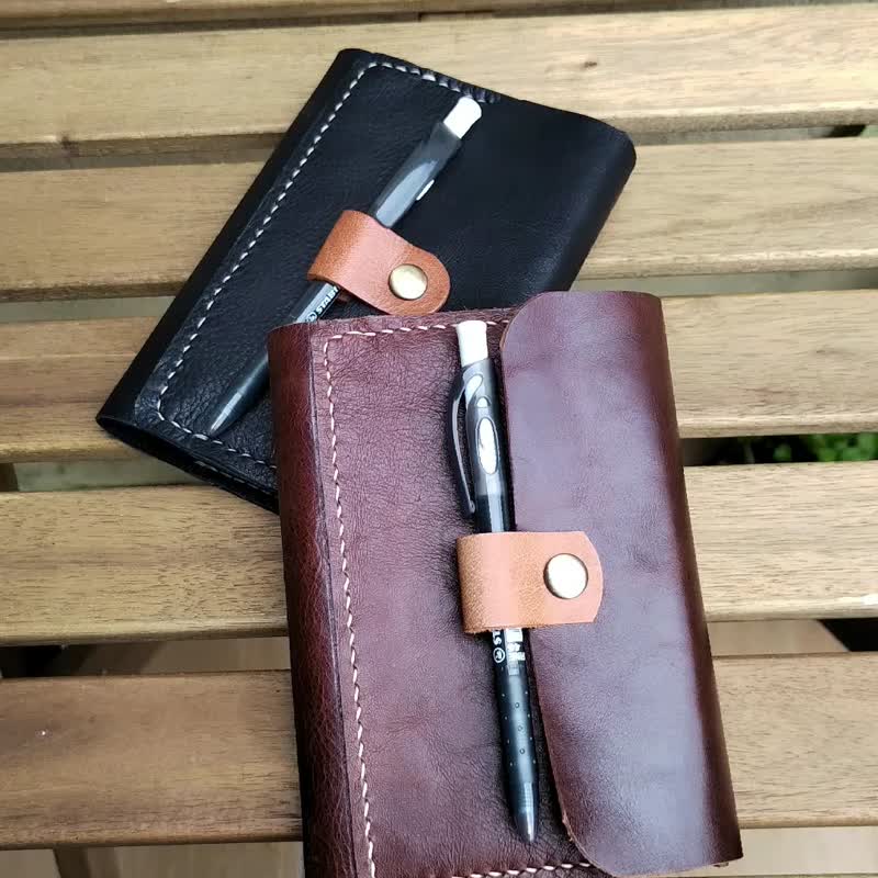 PERSONALIZED REFILLABLE LEATHER A6 NOTEBOOK COVER - 笔记本/手帐 - 真皮 黑色